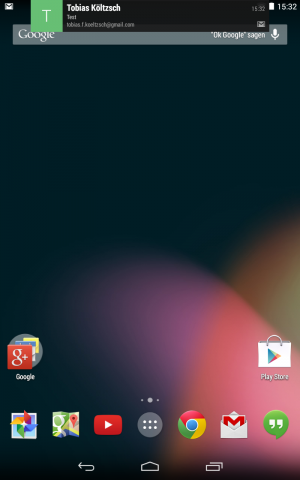 Mit Hover werden Benachrichtigungen statt nur in der Statuszeile als Balken am oberen Displayrand angezeigt. Dieser kann ignoriert, weggewischt oder angetippt werden. (Screenshot: Golem.de)